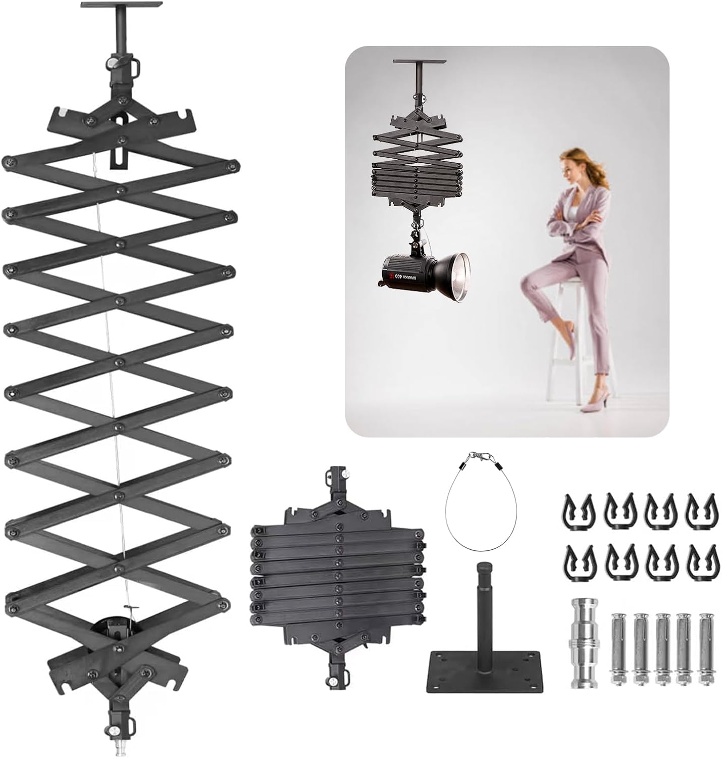 Amazon | MFUZOP 2Mリフト伸縮式 パンタグラフ スタジオ照明